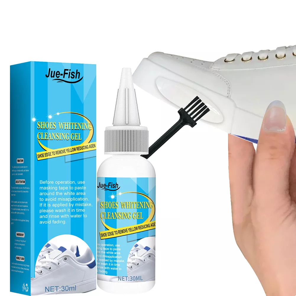 30/100ml White Shoes Stain Polish Cleaner Gel Sneaker Whiten Cleaning Dirt Remover Set with Brush Tape Cleansing Washing Tool