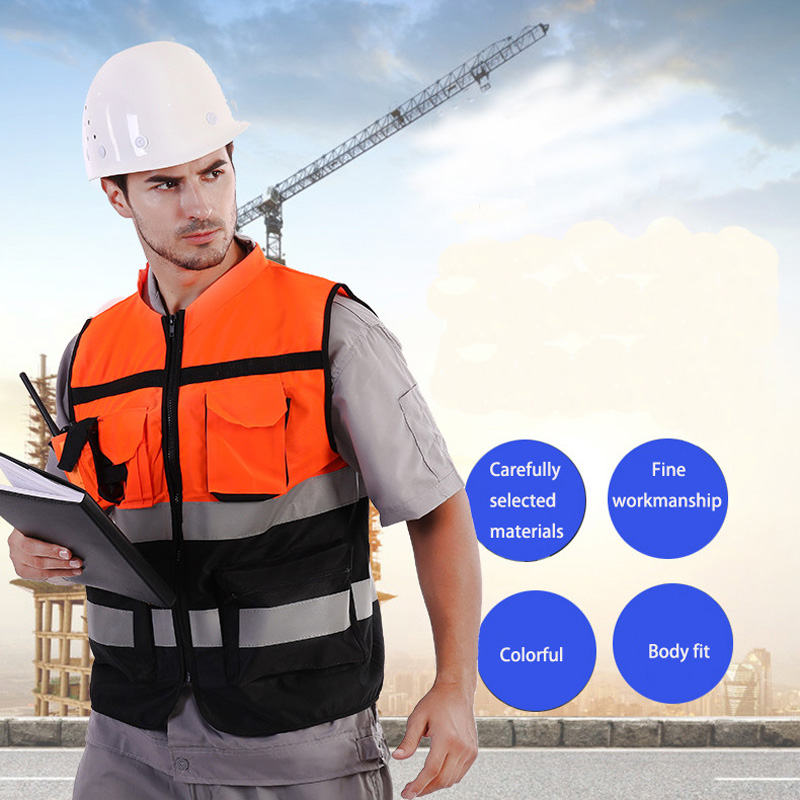 High Visibility Security Reflective Vest Pockets Design Reflective Vest Outdoor Traffic Safety Cycling Running
