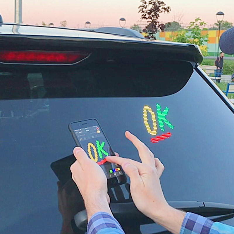 LED Display Screen Controlled Images Custom Emoticons Car LED Display Screen Picture Lights Mini Accent Spotlights PUO88