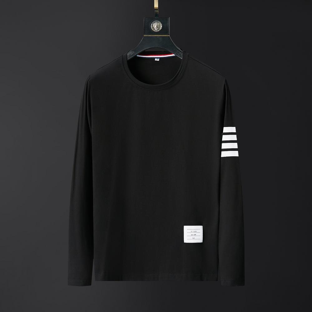   Mens T Shirts Graphic Autumn Long Sleeve Clothes Plus Size Homme High   Style  Black Striped Tops