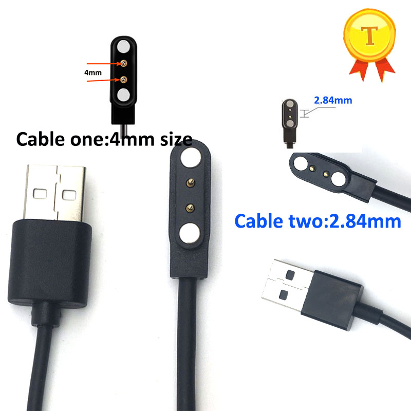 Best Magnetic Charge Charging Cable for Smart Watch wristwatch smartband 2.84mm 4mm Magnet Suctio 2pin USB Power charger
