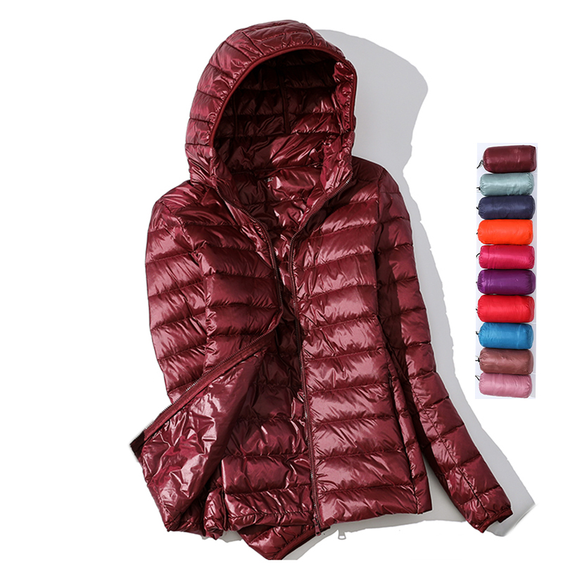 Ultra Light Down Jacket  Parkas basic Winter jackets Female Women velvet hooded Coats autumn Down Jacket Womens Outwear