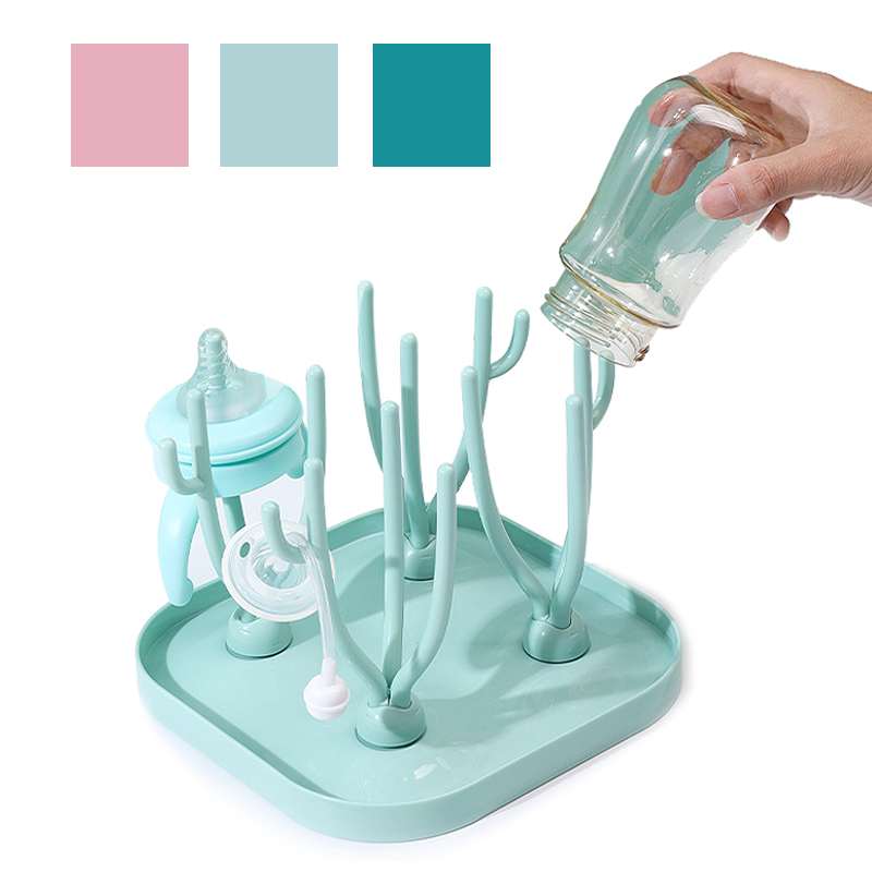Bottle Dry Rack Baby Bottle Drain Drying Racks Blue Pink Baby Bottle Cleaning Dryer Drainer Storage Drying Rack