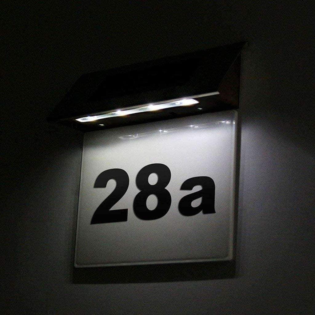 LED Solar  house number  Doorplate Number Lamp House Door Numbers Outdoor Wall Plaque Light 4 LED