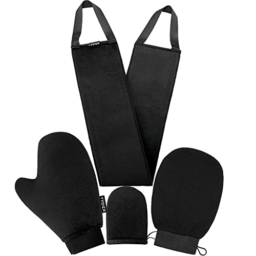 Self Tanning Mitt Applicator Kit 4 in 1 Self Applicator Set with Exfoliating Glove,Tan Mitt Applicator, Tanning Back Lotion Applicators for Your Back,Face Mitt for Tanning Lotion, Spray, Mousse